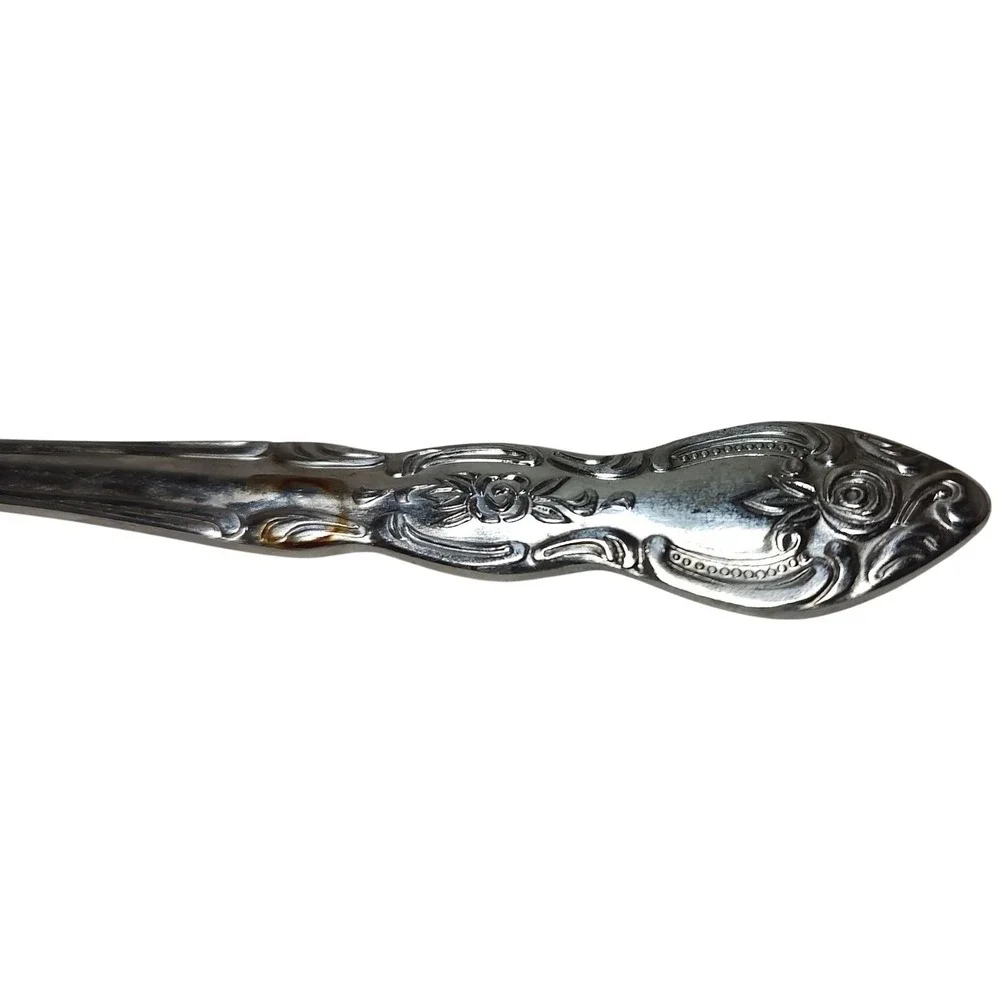 Rogers Stainless Steel Serving Fork Floral Pattern Made In Korea‎ Eight Inches